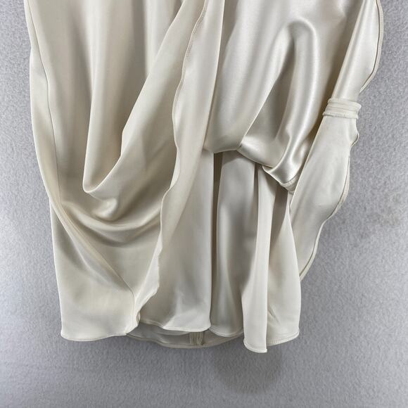 JOSEPH Dress 38 Silk Faux Wrap V-Neck Back Zip Sleeveless Lined Ylang Off White - Picture 8 of 15